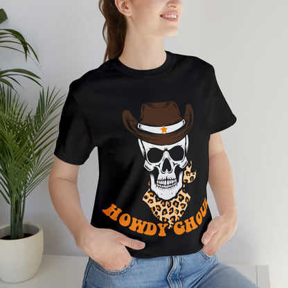 Howdy Ghoul Skeleton Sheriff Retro Halloween Unisex Jersey Short Sleeve Tee Gifts for her