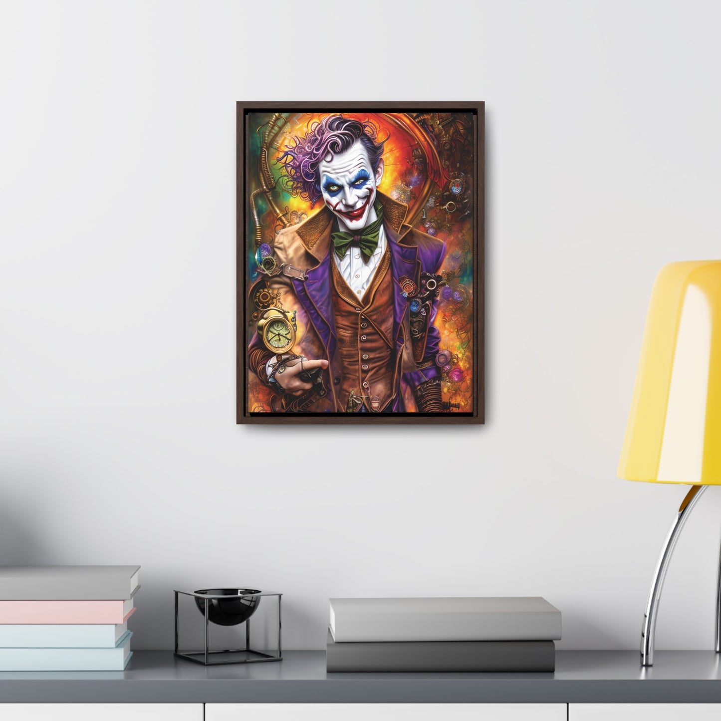 Steampunk-Joker-Hearts-Tribal-Fractal Gallery Canvas Wraps, Vertical Frame