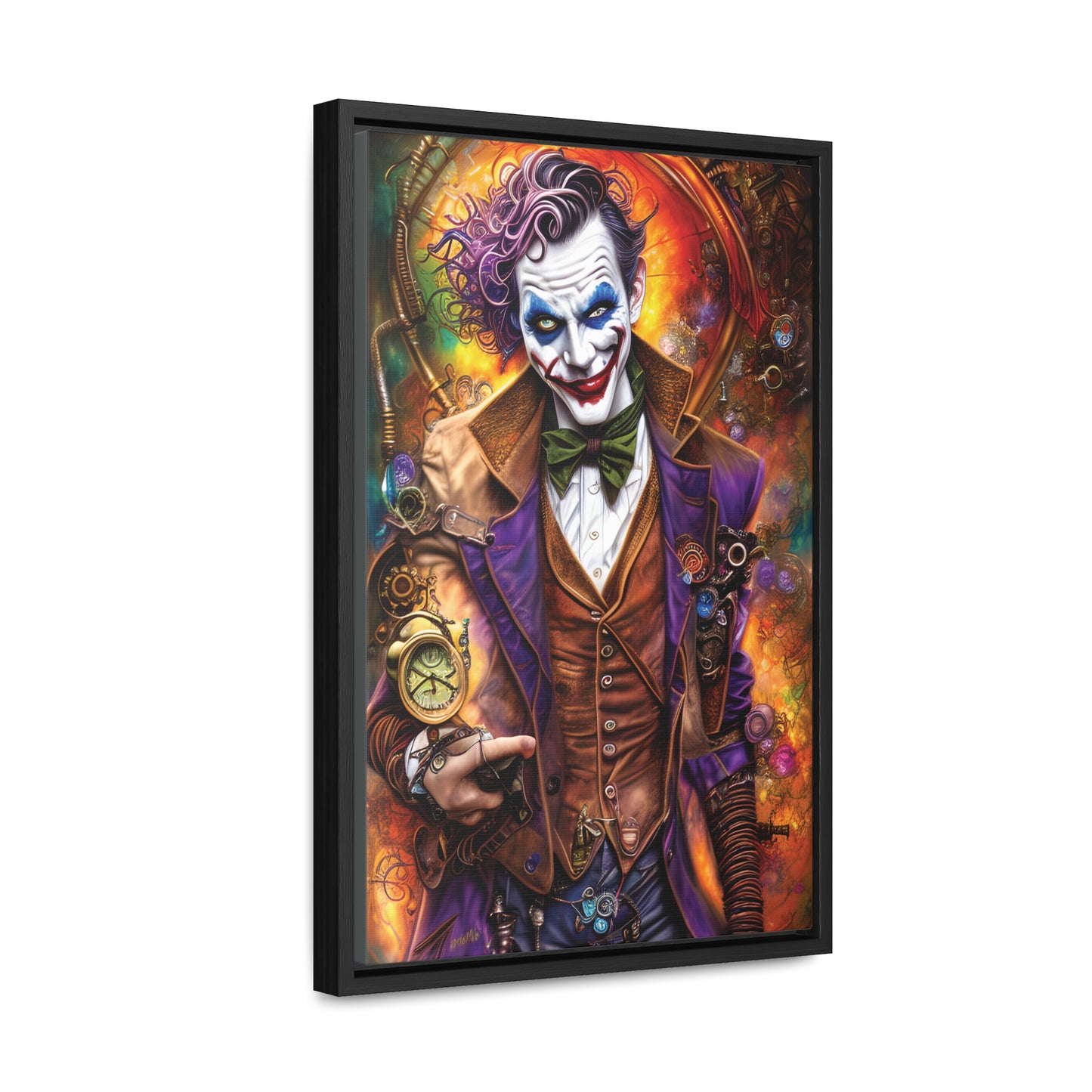 Steampunk-Joker-Hearts-Tribal-Fractal Gallery Canvas Wraps, Vertical Frame