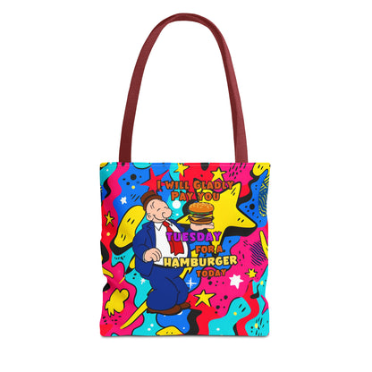 Abstract Comic Pop  AOP Tote Bag featuring Wimpy and his beloved hamburger