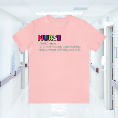 Definition of a Nurse Unisex Jersey Tee Bella+Canvas 3001 Healthcare Gift Medical Students, Soft Fabric, Various Sizes Available