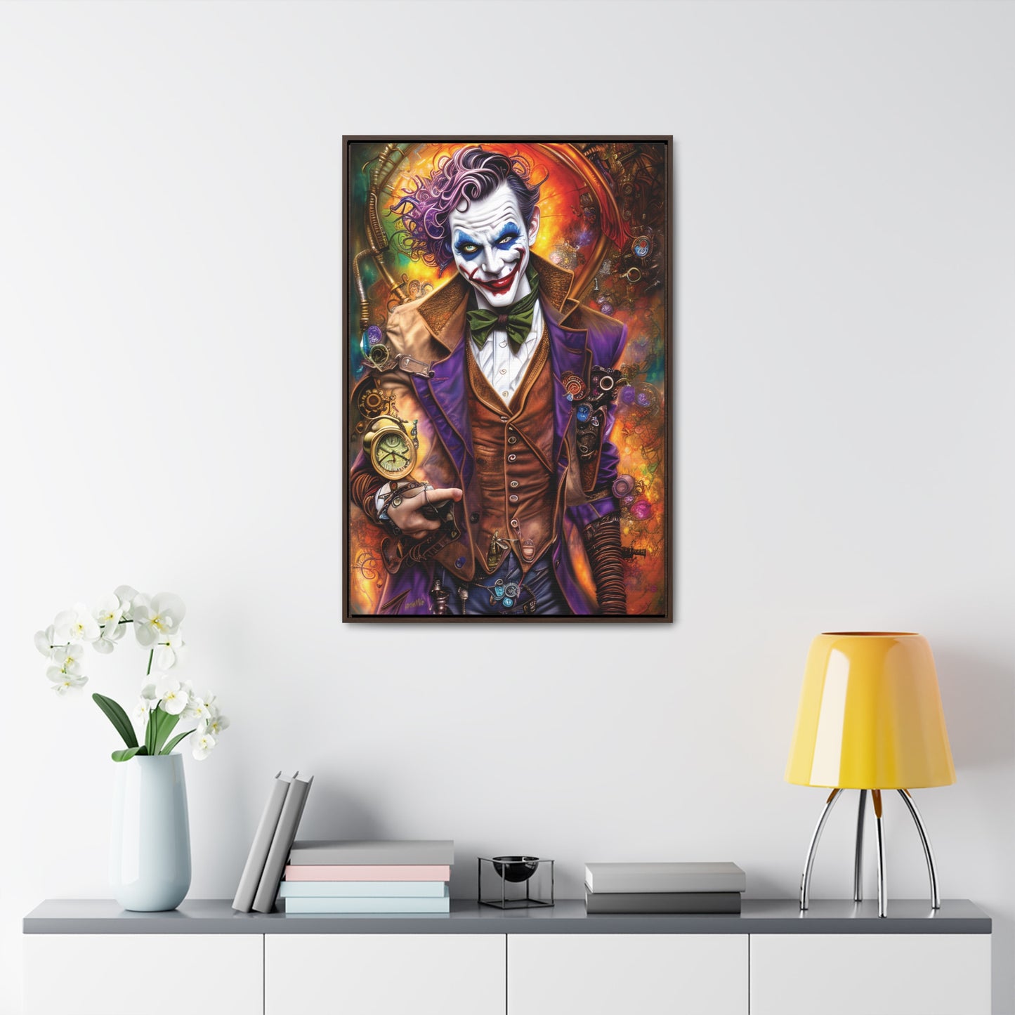 Steampunk-Joker-Hearts-Tribal-Fractal Gallery Canvas Wraps, Vertical Frame