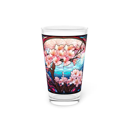 Cherry Blossoms in Full Bloom: A Stained Glass Masterpiece 16oz Pint Glass Gift idea gifts for home decor housewarming gift