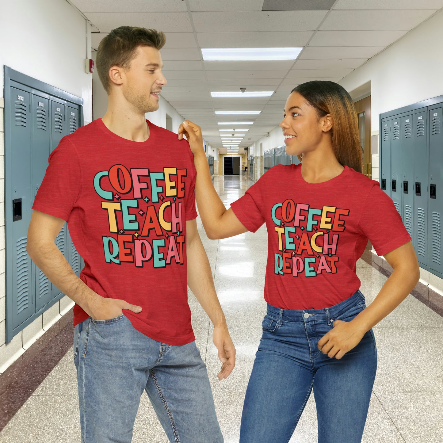 Coffee Teach Repeat Unisex Jersey Short Sleeve Tee