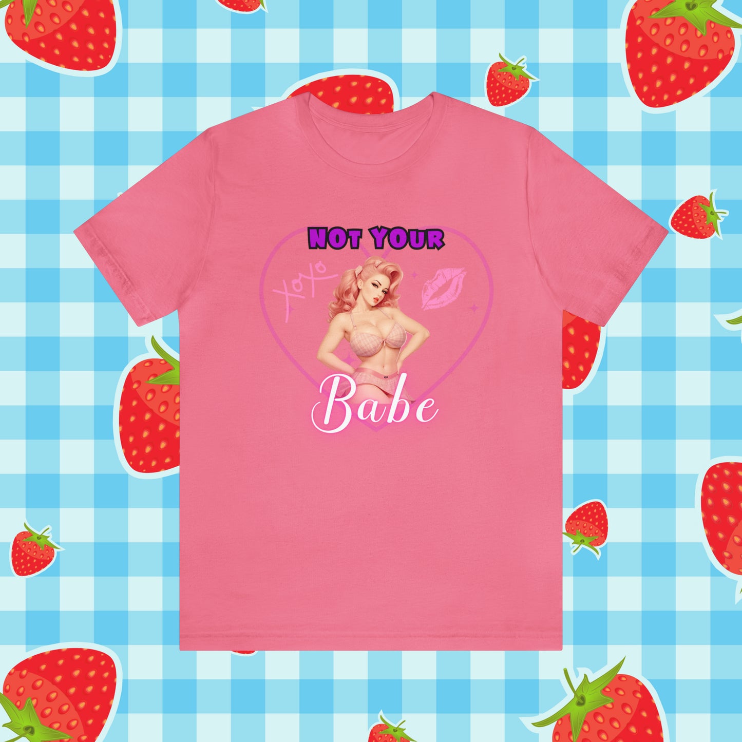 Vintage Pink Pinup Girl "Not Your Babe" on a Bella+Canva 3001 Unisex Jersey T-Shirt - A Must-Have Gift for her