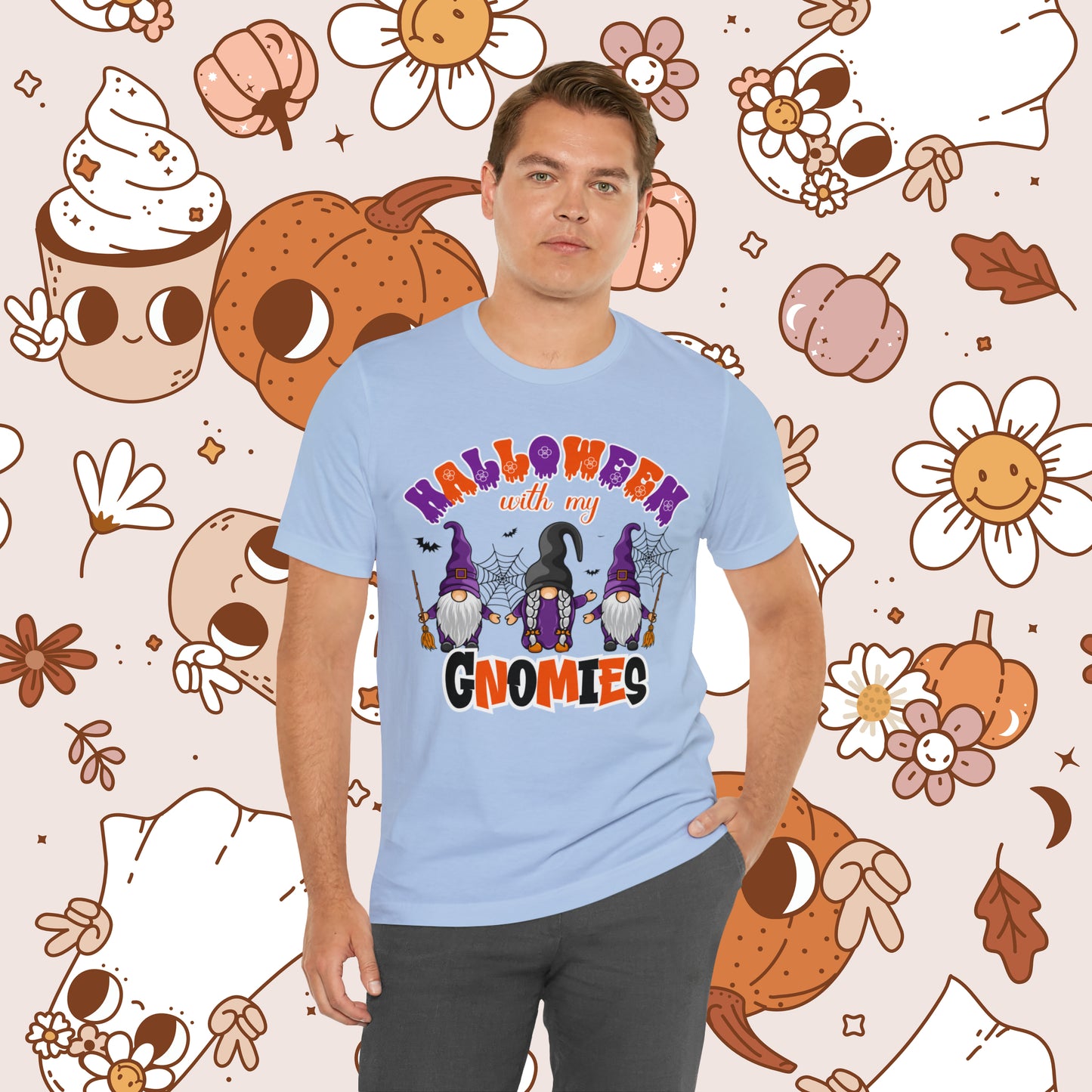 Halloween with my Gnomies Unisex Jersey Short Sleeve Tee Gifts for Him Gifts for Her