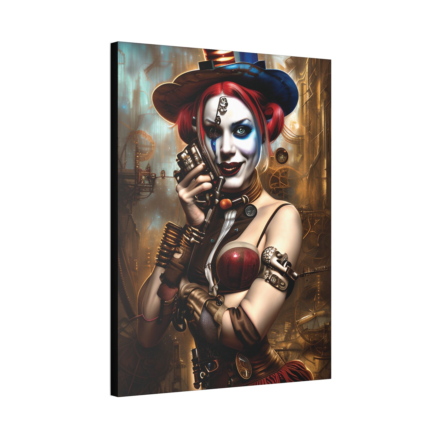 Hyper Realistic Steampunk Harley Quinn Canvas Stretched, 1.5''