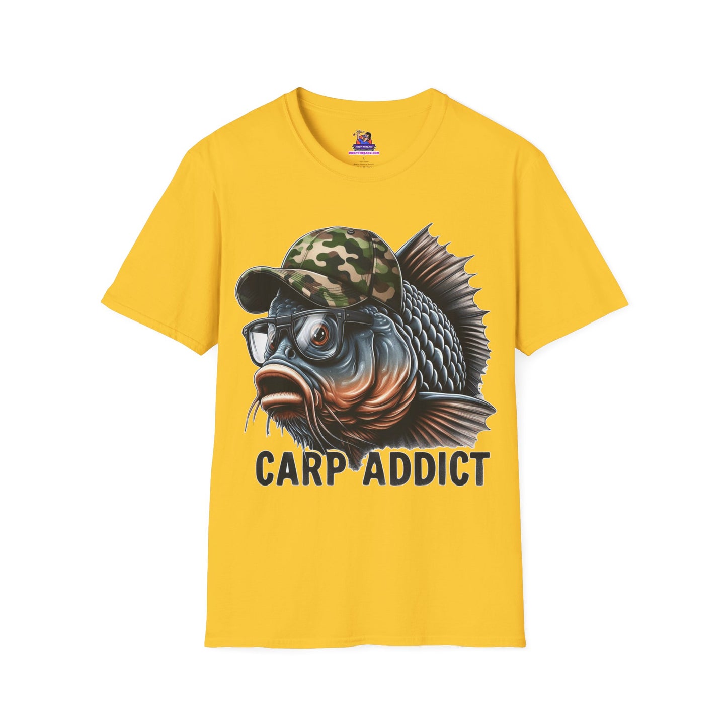 Carp Addict Unisex Softstyle T-Shirt Fishing humor, Fisherman Gift Pun T-Shirt Funny Fish Tee Fishy Vibes Unique Unisex Tee