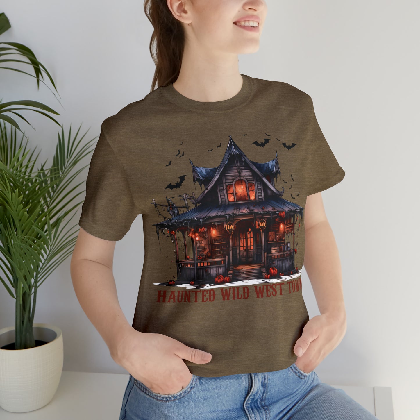 Haunted Wild West Town Halloween Western Unisex Jersey Short Sleeve Tee Gifts for Him Gifts For Her