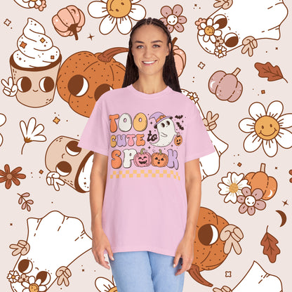 Too Cute to Spook Retro Groovy Halloween Unisex Garment-Dyed T-shirt Gifts for Him Gifts for Her