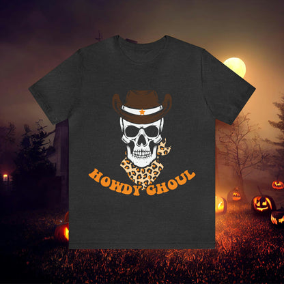 Howdy Ghoul Skeleton Sheriff Retro Halloween Unisex Jersey Short Sleeve Tee Gifts for her