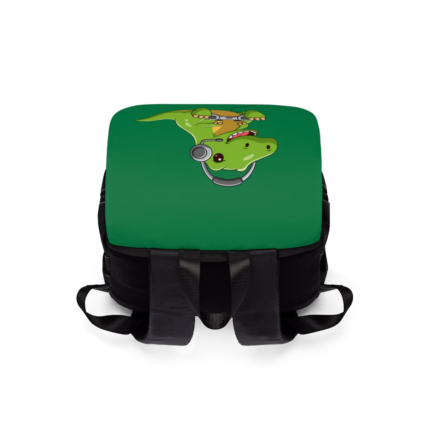 Green Dinosaur Playing Games Back to School Unisex Casual Shoulder Backpack