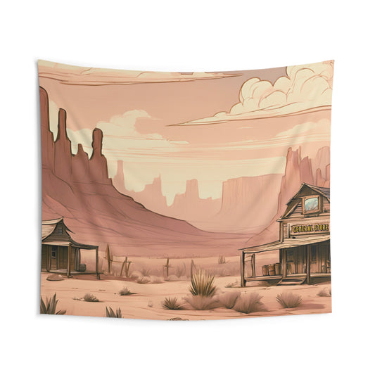 Step Back in Time: Western Town General Store Indoor Tapestry - Vintage Nostalgia Decor