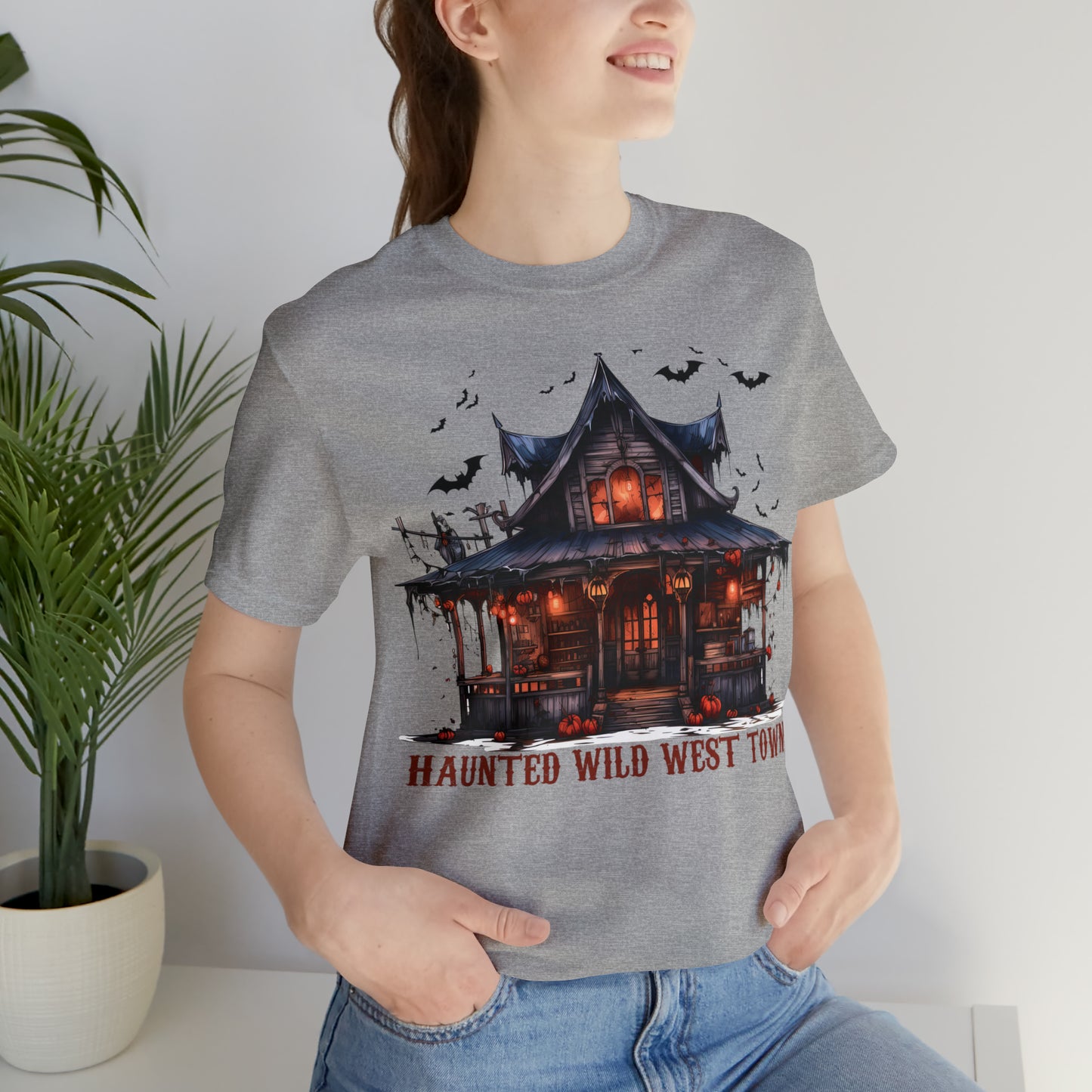 Haunted Wild West Town Halloween Western Unisex Jersey Short Sleeve Tee Gifts for Him Gifts For Her