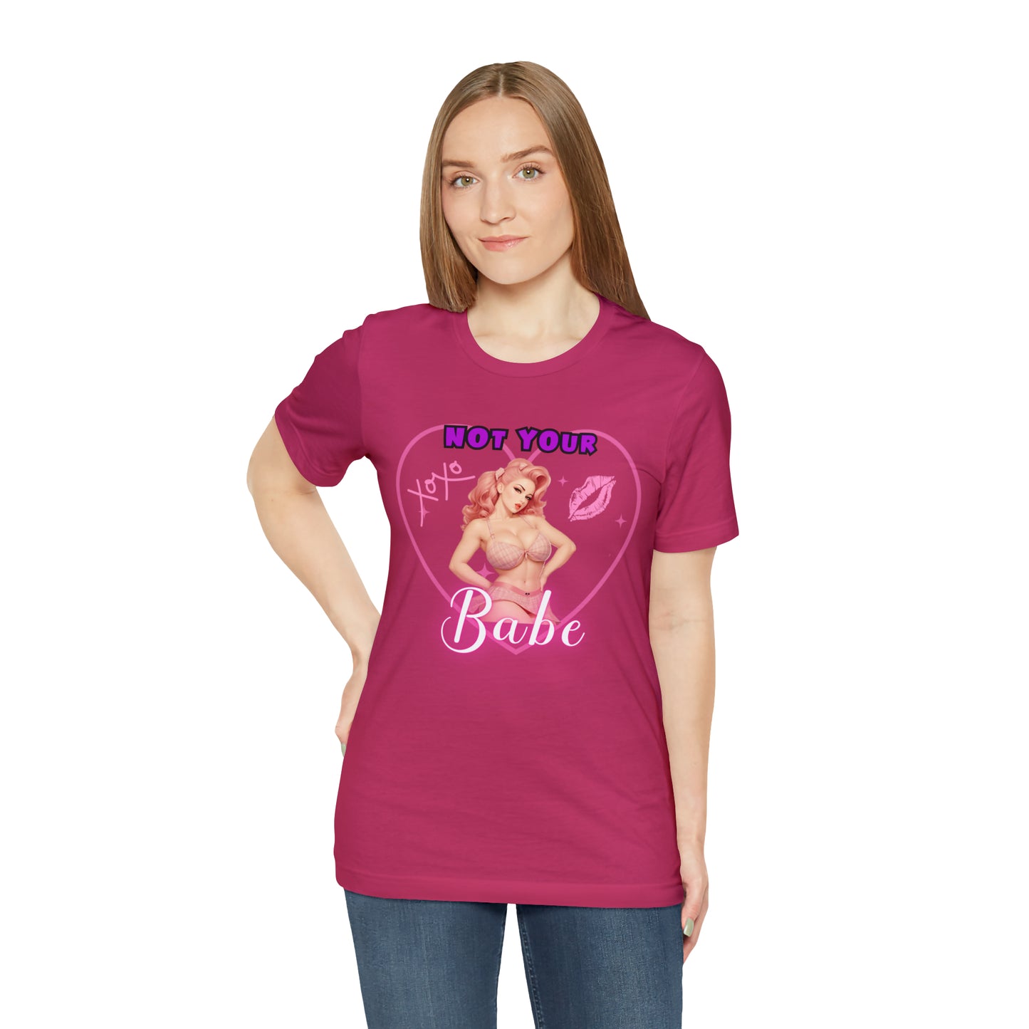 Vintage Pink Pinup Girl "Not Your Babe" on a Bella+Canva 3001 Unisex Jersey T-Shirt - A Must-Have Gift for her