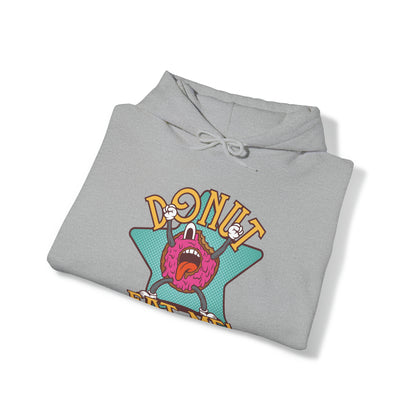 "DirkyThreadz Donut Panic Hoodie - Quirky Cartoon Design for Fun Style"
