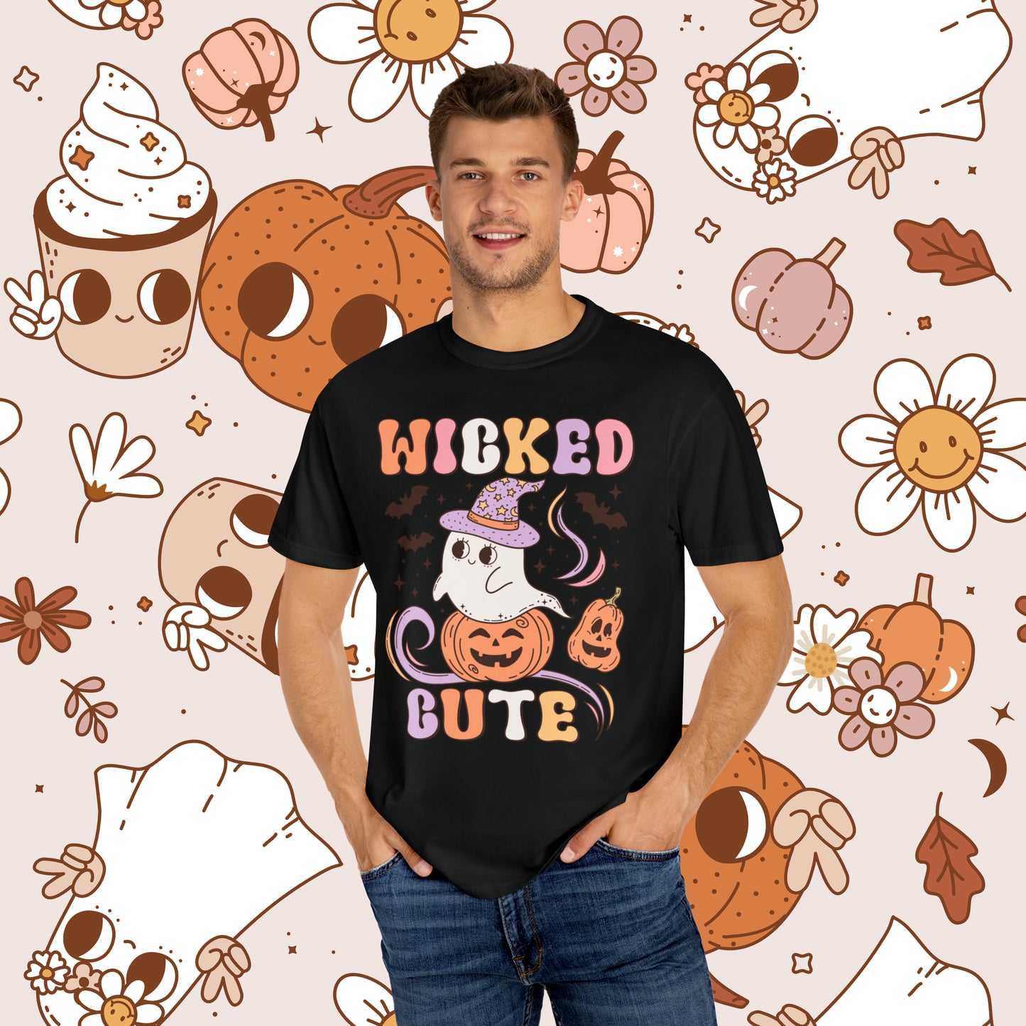 Wicked Cute Retro Groovy Halloween Unisex Garment-Dyed T-shirt Gifts for Him Gifts for her