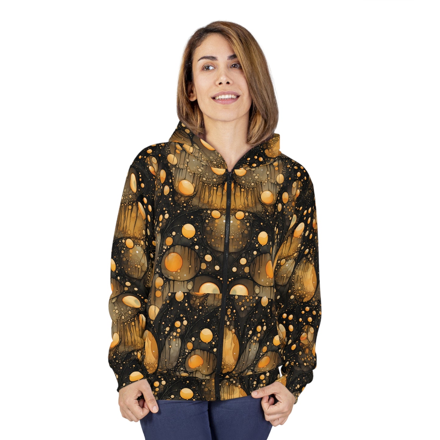 Halloween Ink Splatter Unisex Zip Hoodie (AOP)