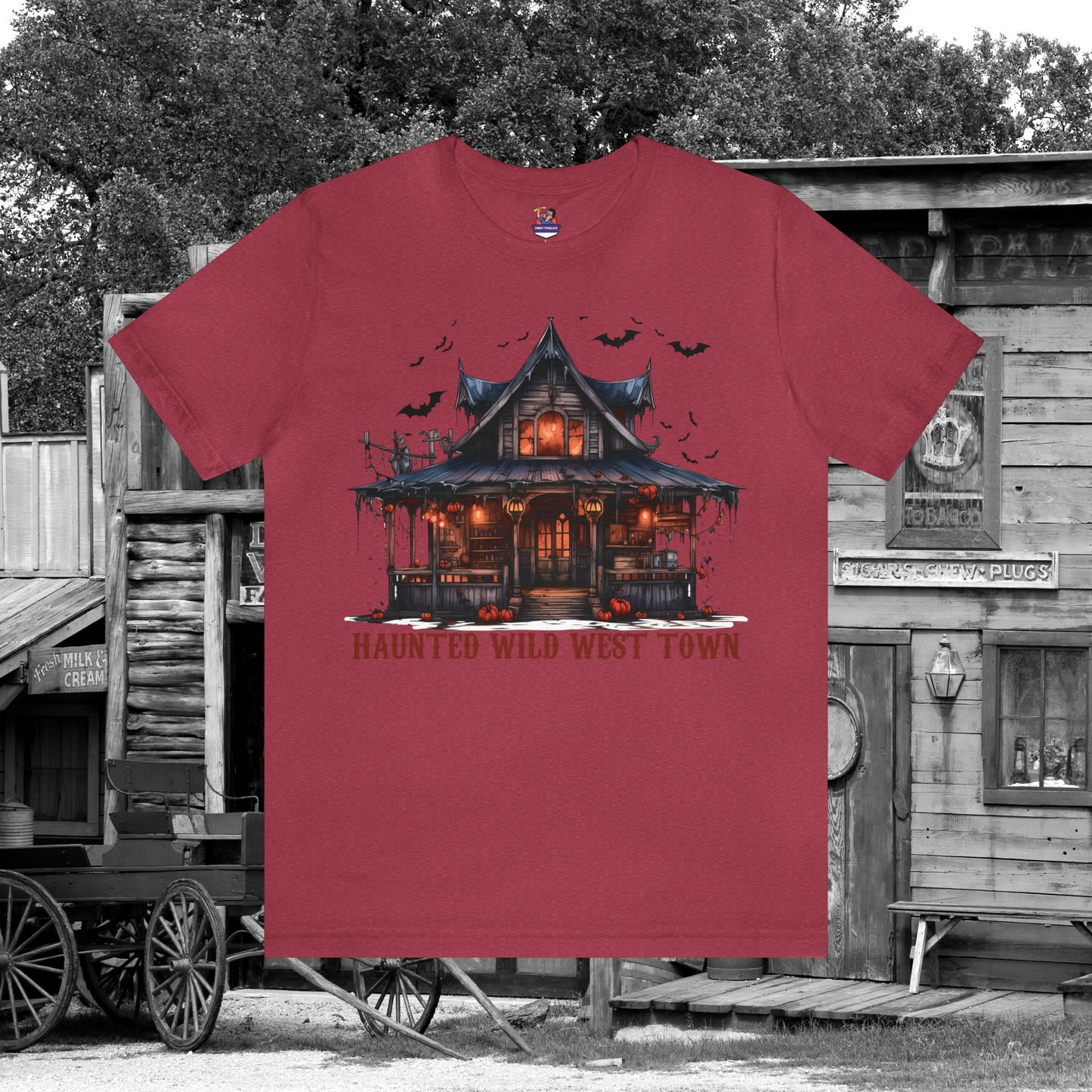 Haunted Wild West Town Halloween Western Unisex Jersey Short Sleeve Tee Gifts for Him Gifts For Her