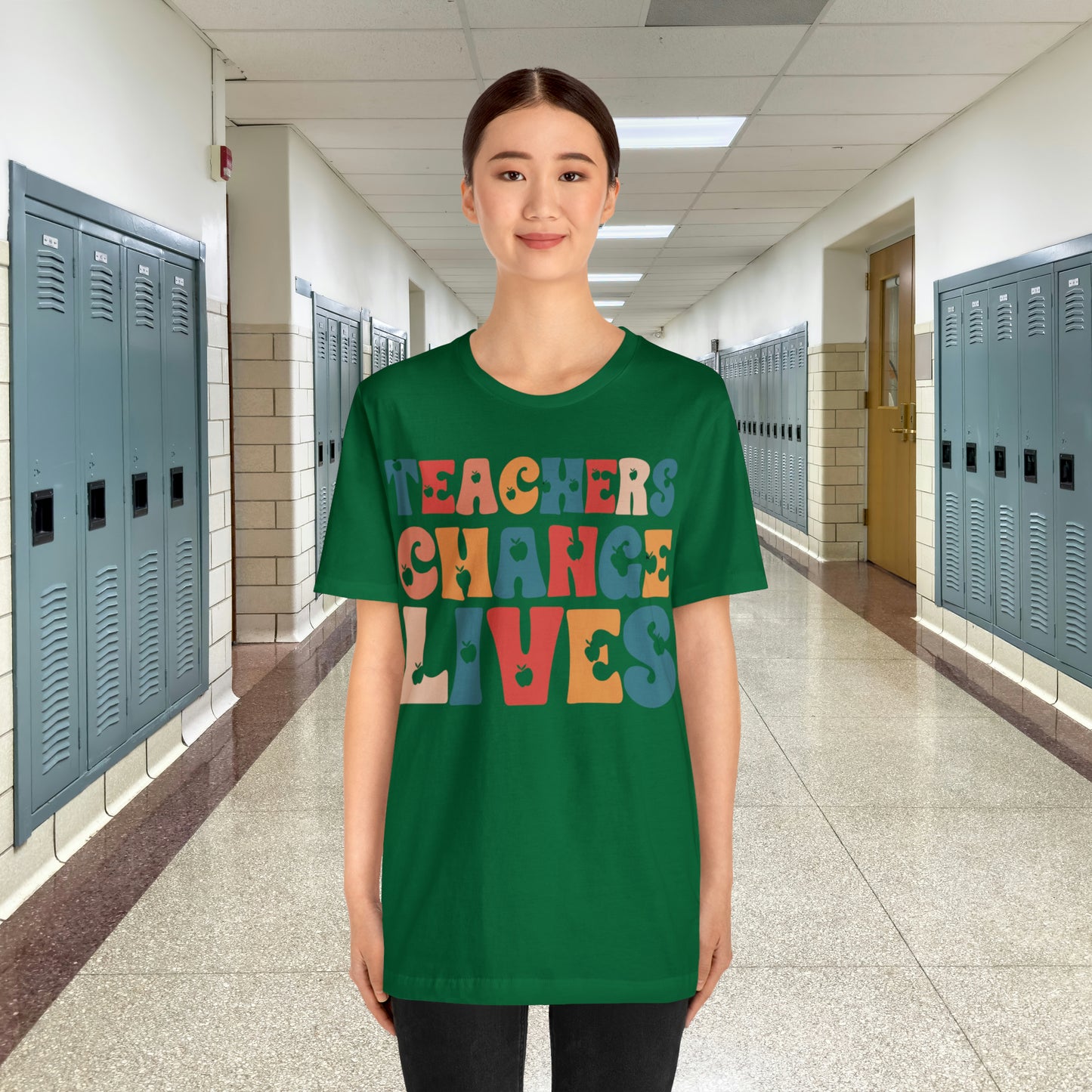 Colorful Teachers Change Lives Back to School Unisex Jersey Short Sleeve Tee Gifts for him, Gifts for Her