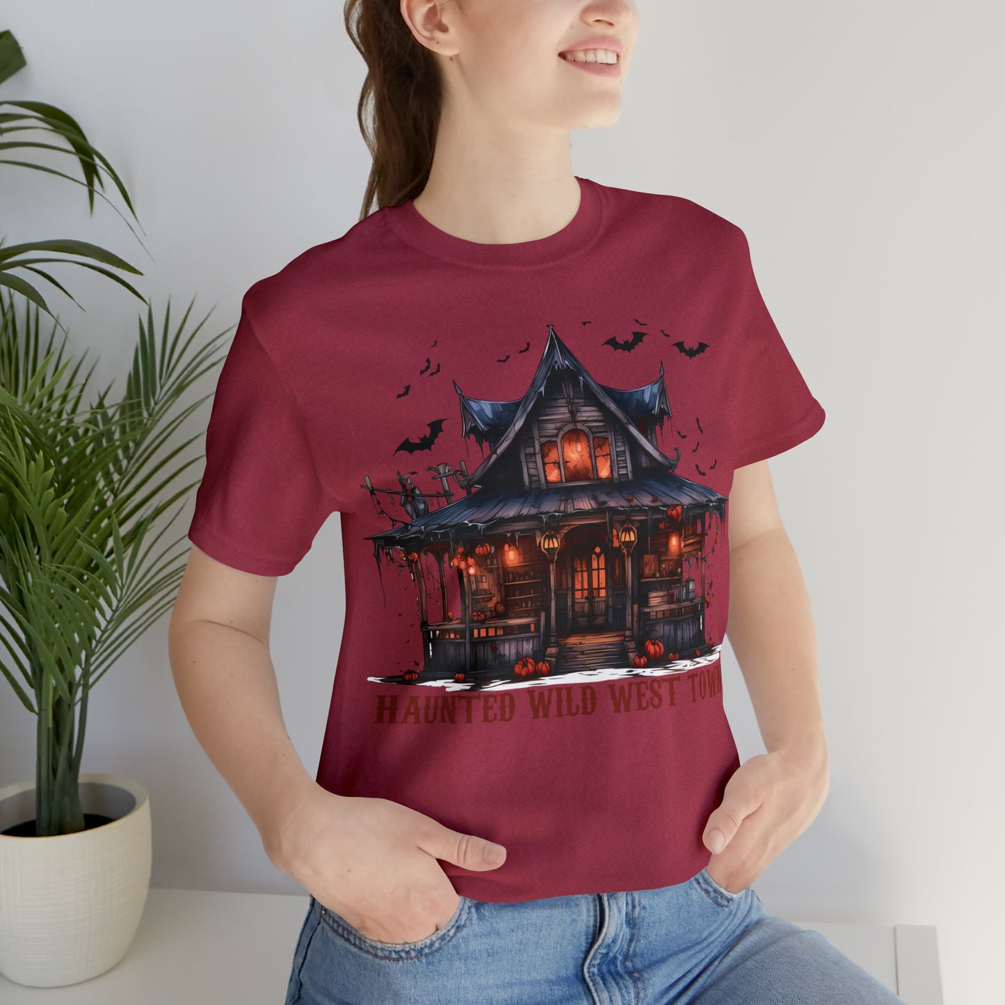 Haunted Wild West Town Halloween Western Unisex Jersey Short Sleeve Tee Gifts for Him Gifts For Her