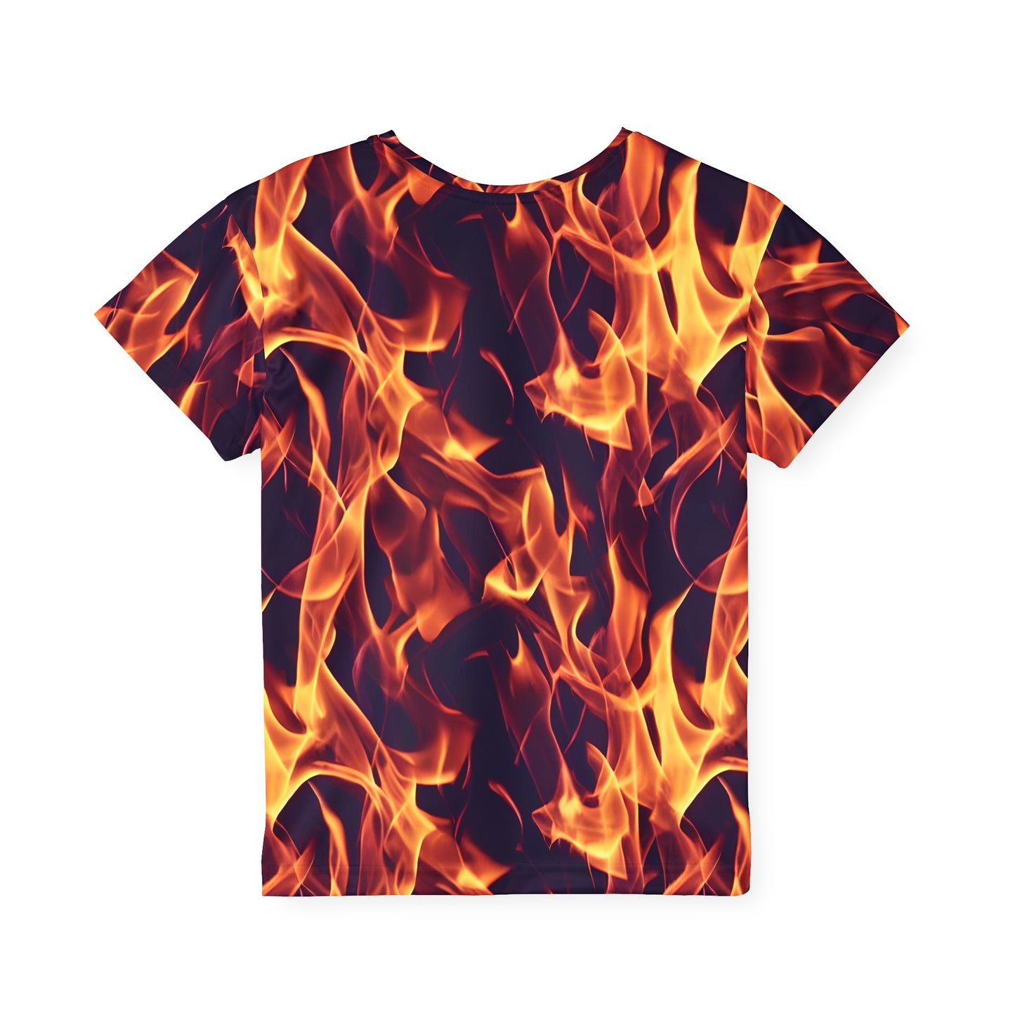 Fuel Their Passion: All Over Print Kid Sport Jersey with Flames