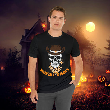 Howdy Ghoul Skeleton Sheriff Retro Halloween Unisex Jersey Short Sleeve Tee Gifts for her