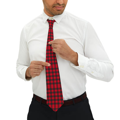 "DirkyThreadz Plaid Perfection Necktie - Classic Red and Black Design for Timeless Style"