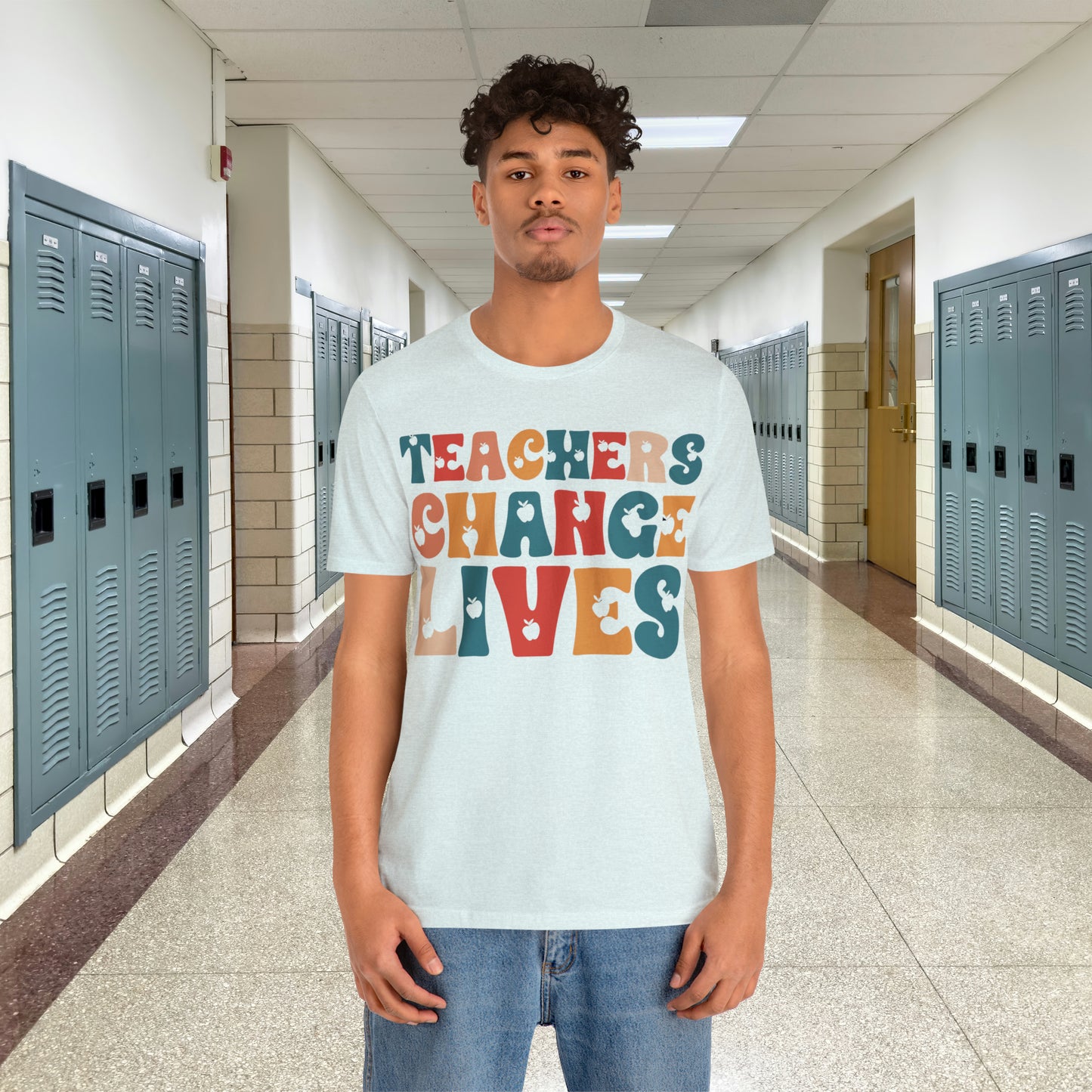 Colorful Teachers Change Lives Back to School Unisex Jersey Short Sleeve Tee Gifts for him, Gifts for Her