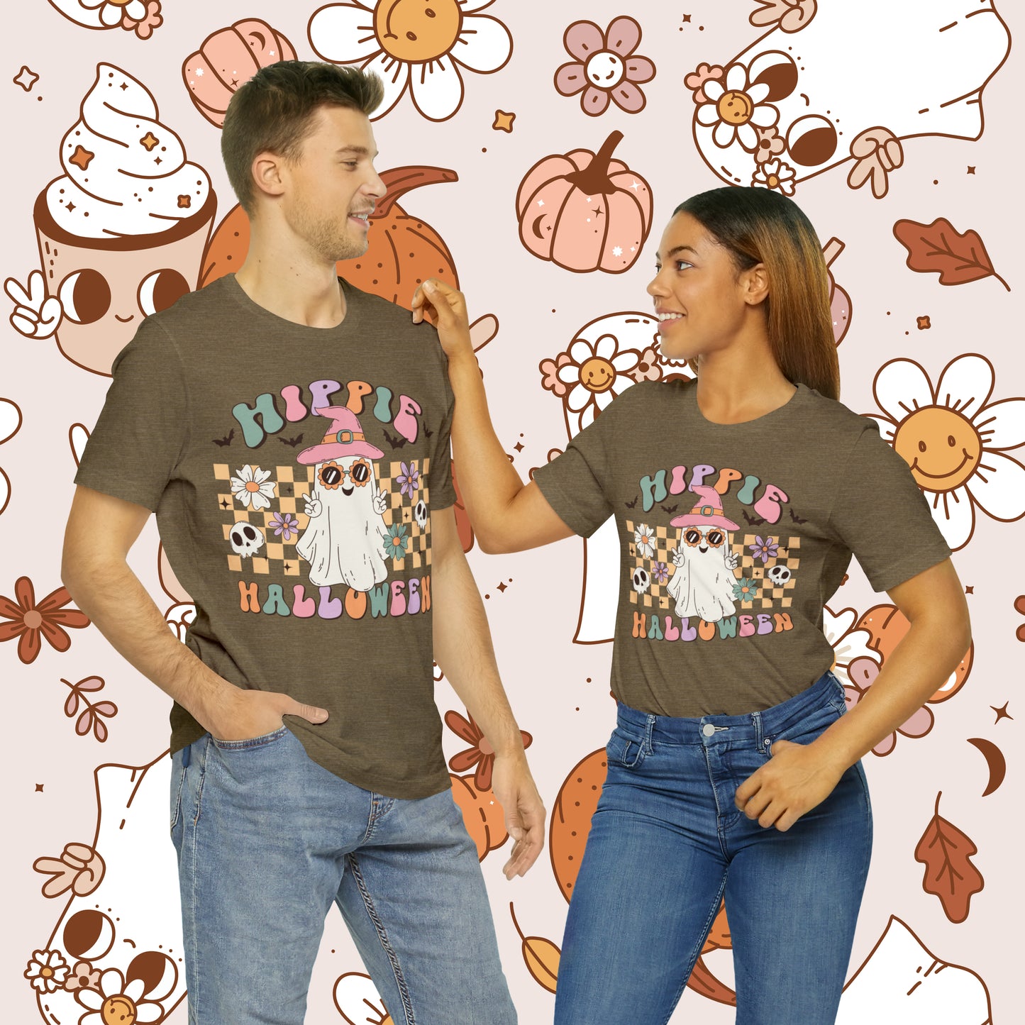 Hippie Halloween Retro Groovy Unisex Jersey Short Sleeve Tee Gifts for Him Gifts For her