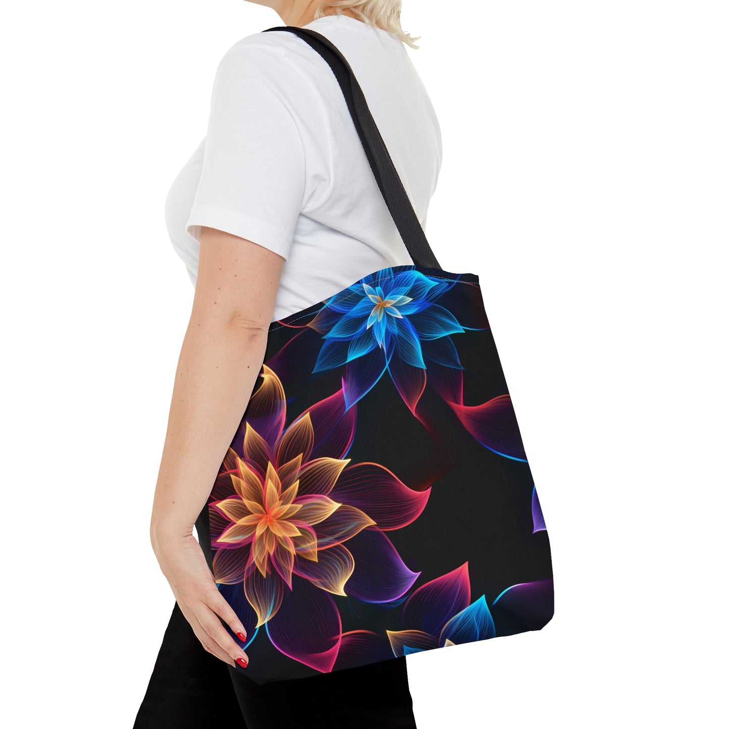 Vibrant Elegance: Neon Floral All Over Print Tote Bag