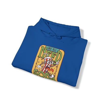 "DirkyThreadz Soda Splash Hoodie - PlayfulDesign with Cartoon Soda Graphic"