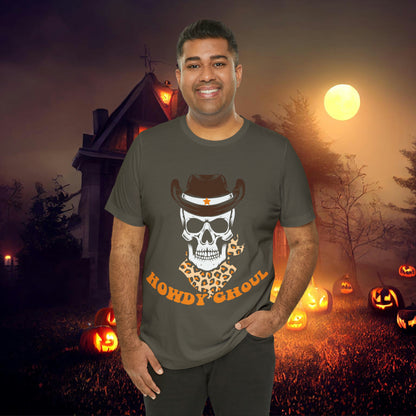 Howdy Ghoul Skeleton Sheriff Retro Halloween Unisex Jersey Short Sleeve Tee Gifts for her