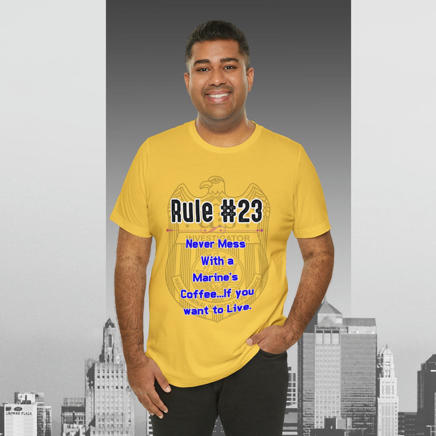 Rules of Gibbs #23 Never Mess with a Marine's Coffee Unisex Jersey Short Sleeve Tee