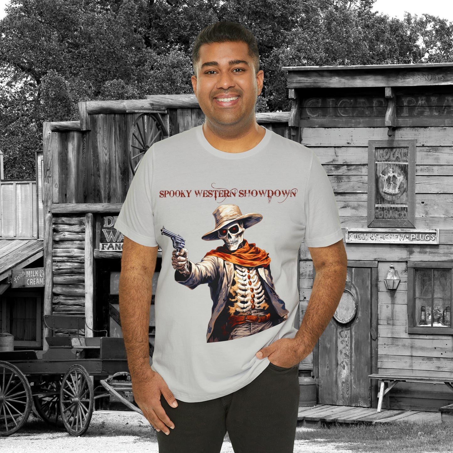 Spooky Western Showdown Western Halloween Unisex Jersey Short Sleeve Tee Gifts For Her Gifts For Him