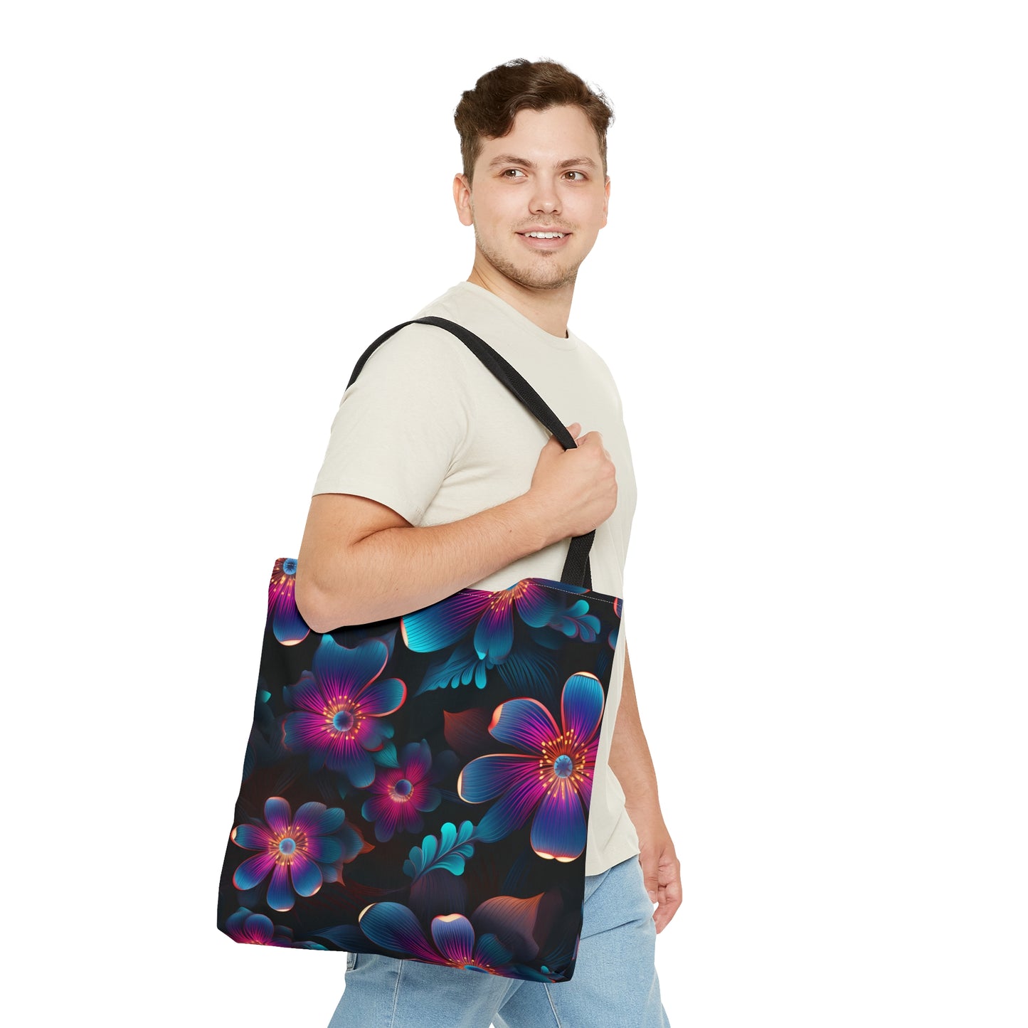 Eclectic Neon Floral All Over Print Tote Bag