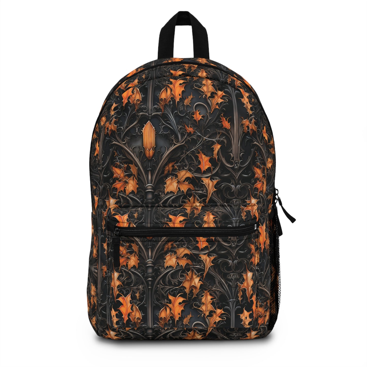 Halloween with Fall Leaves and Black Columns Back to School Backpack Gifts for Her Gifts for Him