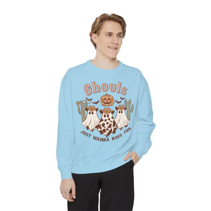 Ghouls Just Wanna Have Fun Western Halloween Unisex Garment-Dyed Sweatshirt