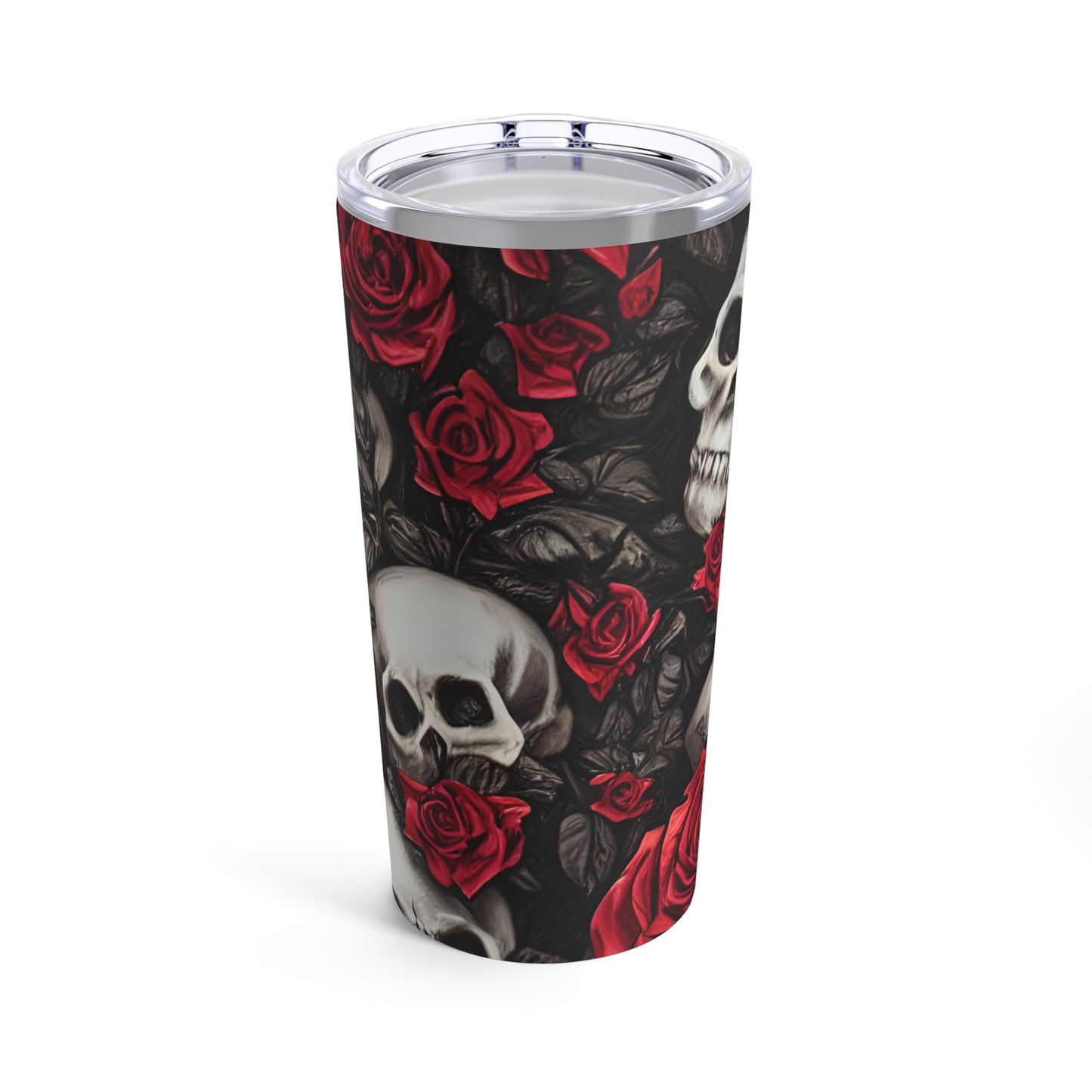 Hyper Realistic Skulls and Red Roses by artist Anne-Laure Goupil Tumbler 20oz