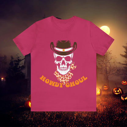 Howdy Ghoul Skeleton Sheriff Retro Halloween Unisex Jersey Short Sleeve Tee Gifts for her