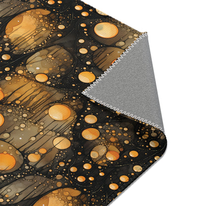 Halloween Yellow Orange Floating Blobs and Dark Area Rugs