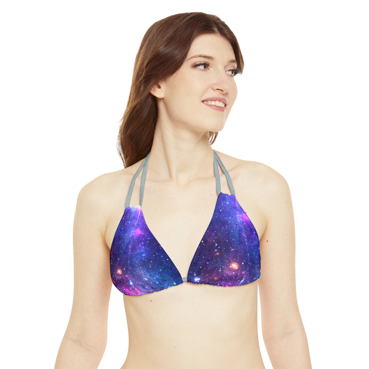 Purple Beyond the Stars Outer Space Out of this World Strappy Bikini Set (AOP)