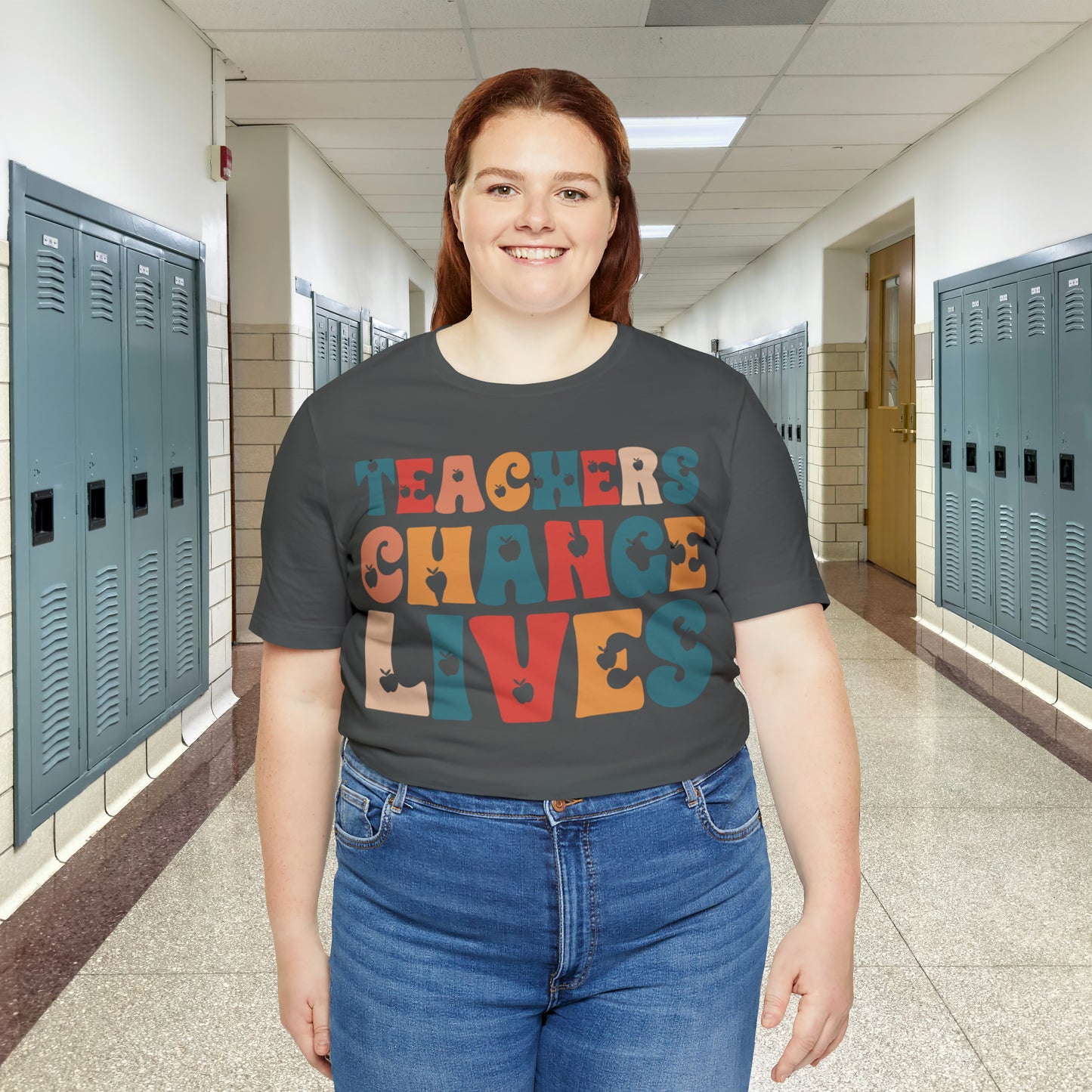 Colorful Teachers Change Lives Back to School Unisex Jersey Short Sleeve Tee Gifts for him, Gifts for Her