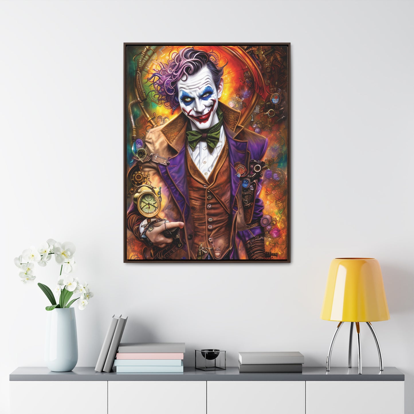 Steampunk-Joker-Hearts-Tribal-Fractal Gallery Canvas Wraps, Vertical Frame