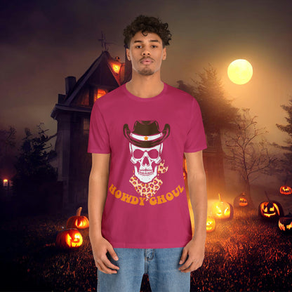 Howdy Ghoul Skeleton Sheriff Retro Halloween Unisex Jersey Short Sleeve Tee Gifts for her
