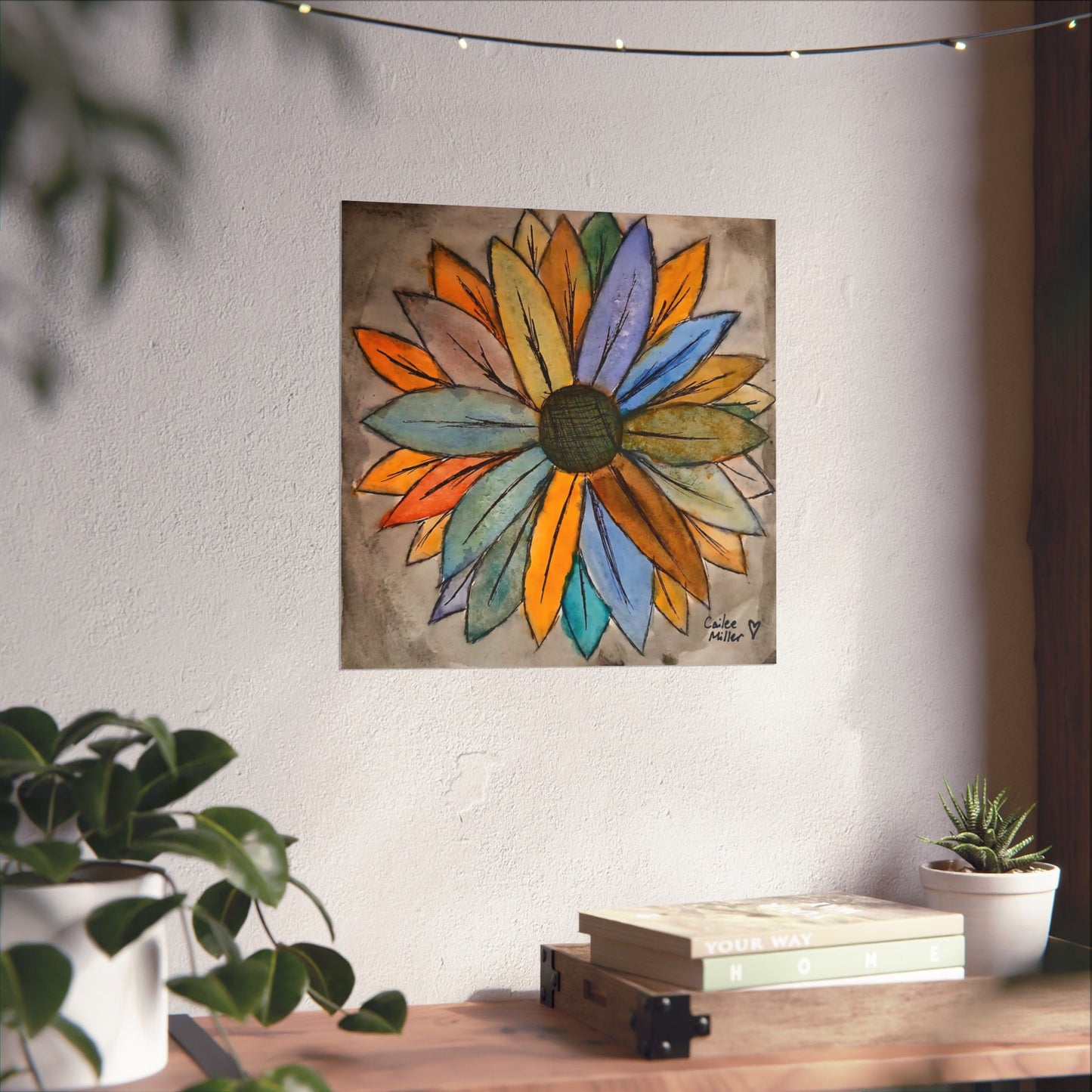 Matte Vertical Poster — Colorful Watercolor Sunflower Art Print from Artist Cailee Miller