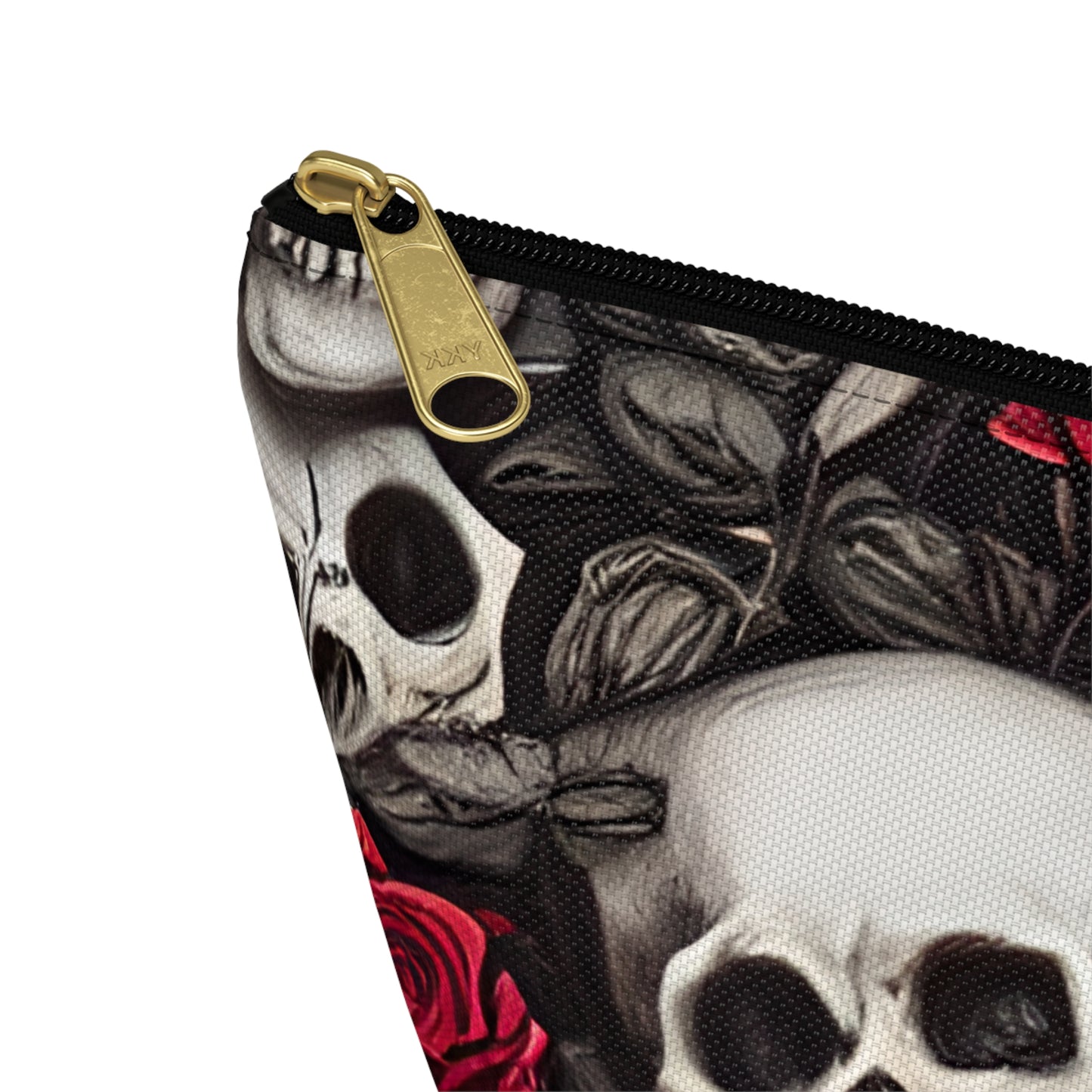 Hyper Realistic Skulls and Red Roses by artist Anne-Laure Goupil Accessory Pouch w T-bottom