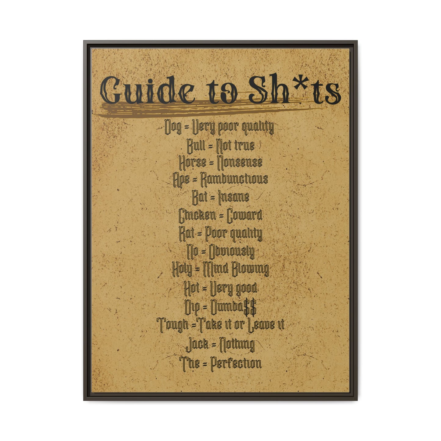 Guide to Sh*ts Framed Wall Art Print, Humorous Decor, Office Wall Art, Gift for Friends, Humor, Unique Housewarming Gift