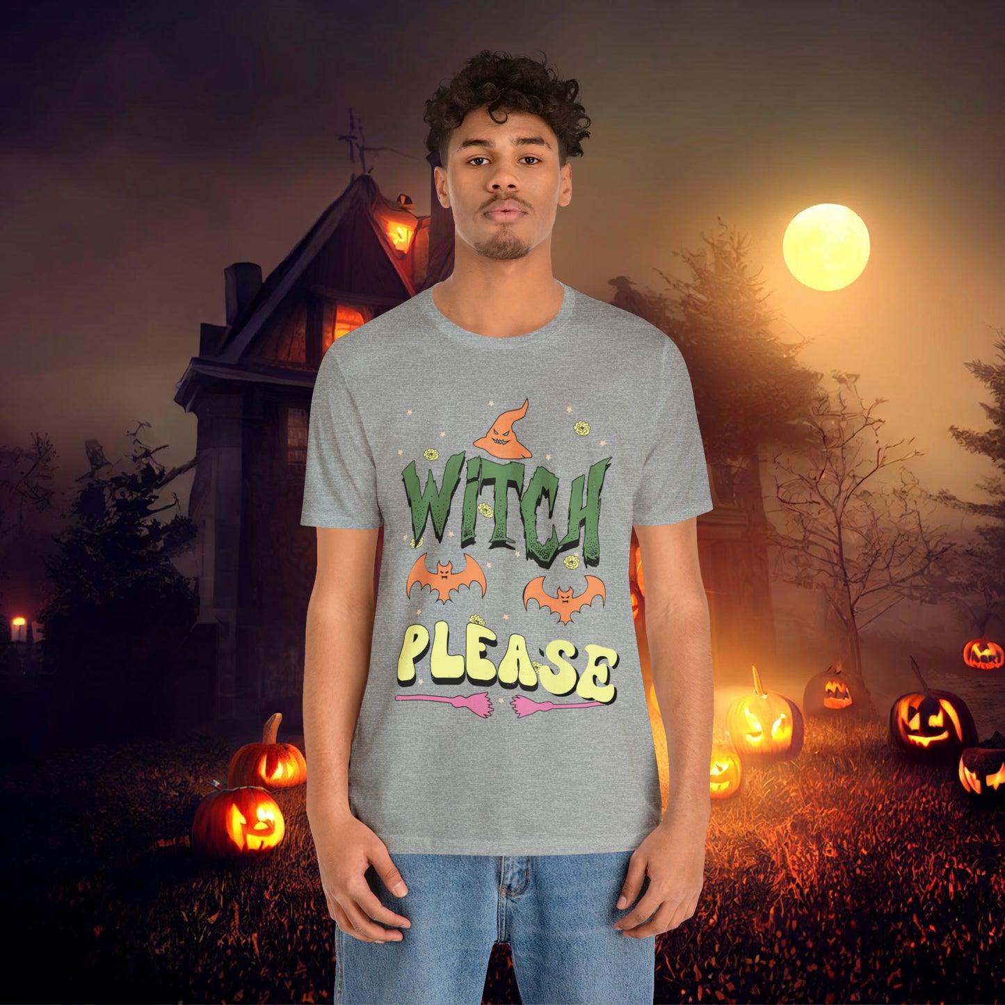 Witch Please Retro Groovy Halloween Unisex Jersey Short Sleeve Tee Gifts for Her Gifts for him