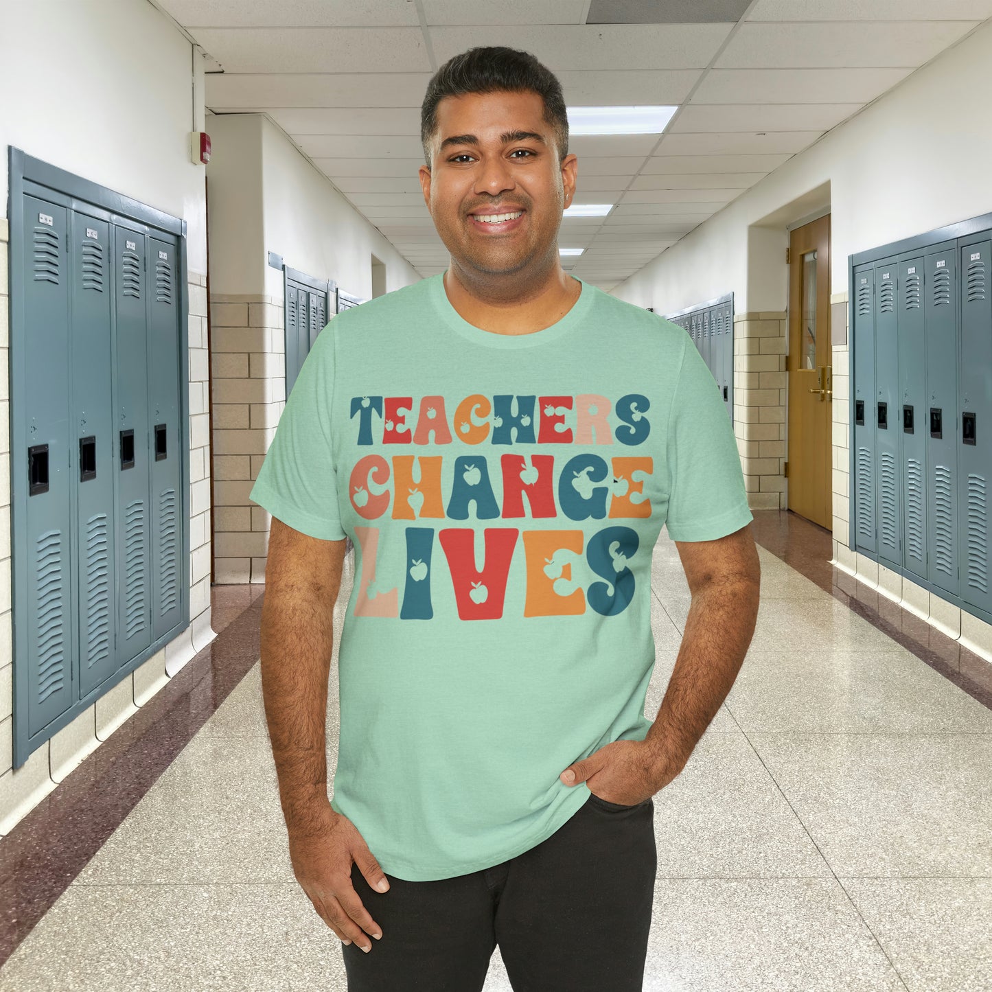 Colorful Teachers Change Lives Back to School Unisex Jersey Short Sleeve Tee Gifts for him, Gifts for Her